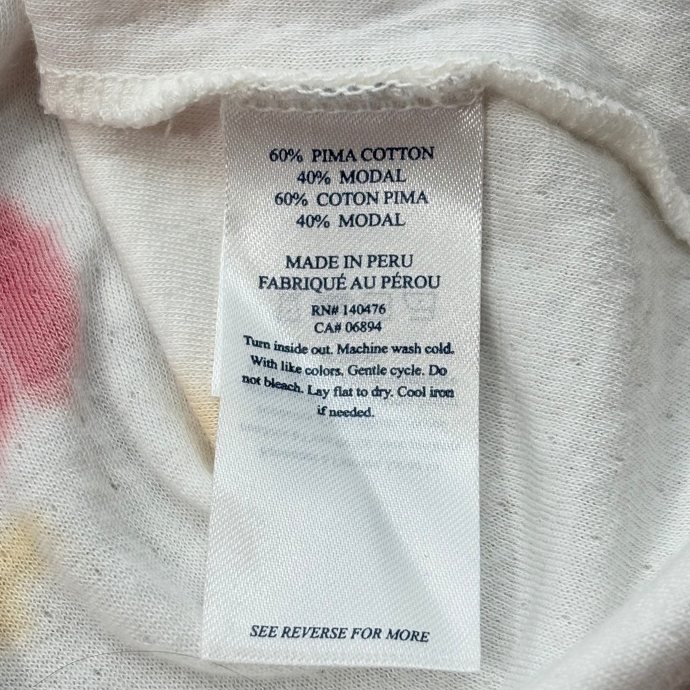 Faherty Tie Dye T Shirt Women S White Short Sleeve Peru - Picture 8 of 12